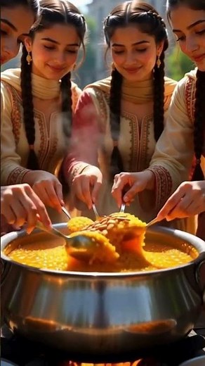 “Village Girls Making Halwa Puri on Woodfire | Traditional Pakistani Breakfast Cooking”