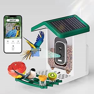 Smart Bird Feeder with Camera Solar Powered, 2.5K HD AI Identify Species, Smart Bird House with Cam, Auto Capture Animal Videos, Instant Notifications, Gift for Animal Lovers and Mom Dad (Green)