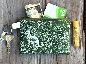 Rifle Paper Co. Woodland Zipper Pouch: Rabbit & Forest Cotton Coin Purse. - Etsy