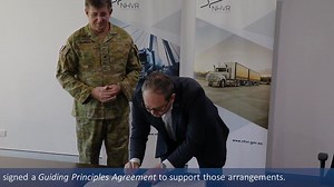 The NHVR today signed a Guiding Principles agreement with Defence, formalising on-going operation of their heavy vehicle movements across Australia. NHVR CEO Sal Petroccitto said the Guiding Principles for Defence and the National Heavy Vehicle Regulator recognises the on-going commitment to achieve the highest levels of safety, efficiency and effectiveness for heavy vehicle movements across Australia. “Defence is one of the largest customers of the NHVR to move heavy vehicles on public roads,” 