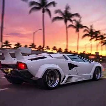 Abandoned Miami Nights: White Countach at Golden Hour #Lamborghini #Countach #Supercar #80sCars