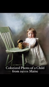 Feast your eyes on this restored and colorized photo of a child from early 1900s Maine! Once a faded black-and-white, now vibrant with life. That white dress and basket are pure vintage magic! 💫 Save and tag a history lover! #Restore #Colorize #Vintage #History #OldPhotos #Maine #1900s #PhotoRestoration | Memory Lane Photos