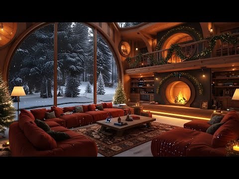 Cozy Christmas Log Cabin Ambience - Relaxing Fireplace and Sound for deep sleep