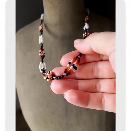 Black White & Red Seed Bead Necklace, Handmade Native Style Beaded Jewelry With Lava Beads, Boho Ethnic Seed Bead Necklace 29 In - Etsy