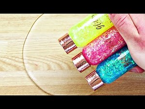 Slime Coloring with Makeup! Mixing Glitter Face & Body Gel into Clear Slime! Satisfying ASMR Slime!