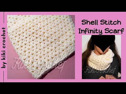How to Crochet Shell Stitch Infinity Scarf + Chart for All Sizes
