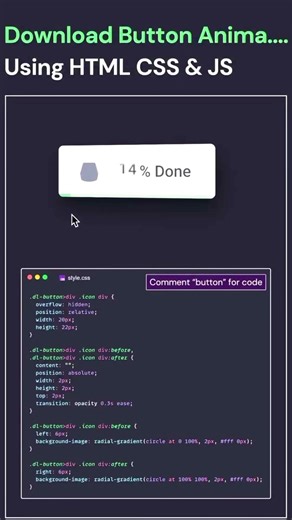 Download Button Animation Using HTML CSS JS #like #subscribe #views #trending #viral #code #comment