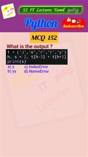 Python MCQ 152 - Assignment, Quiz,Test Your Skills#pythonprogramming#pythoninterview#shorts#trending