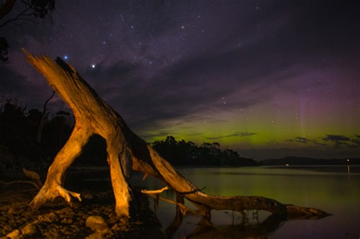 The Aurora lighting up an otherwise dark Tasmanian night sky - early January 2026 | Bruny Island Aurora Photography