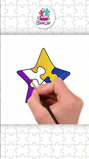 Cómo dibujar una estrella en forma de rompecabezas ⭐🧩✏️ #shorts #drawing #tutorial
