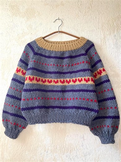 Hand Knit Chunky Wool Sweater | Vintage Fair Isle Style - Etsy UK