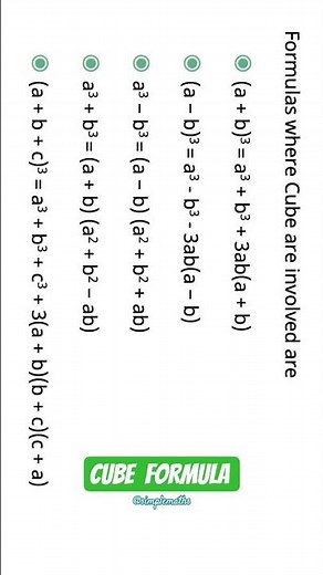 Cube formula #cubeformula #maths #mathsformulas #algebraformulas #simplemaths