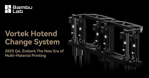 Just when you thought we were done for the day... 🎬 Introducing Vortek – the multi-color solution you've been waiting for. Up to 7 materials, zero purge waste, wireless reliability. Finally, multi-color printing that actually makes sense. Coming Q4 2025! ✨ #Bambulab #Vortek #MultiColor3DPrinting #ZeroWaste #3dprinting #Innovation | Bambu Lab 3D