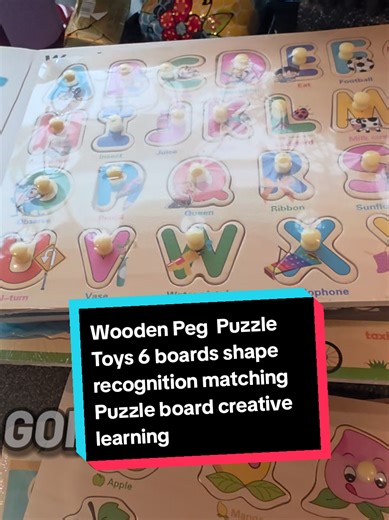 Wooden Peg Puzzle Toys 6 boards shape recognition matching Puzzle board creative learning #TikTokMadeMeBuyIt #WhatsForYou #foryourpage #spotlight #Toy