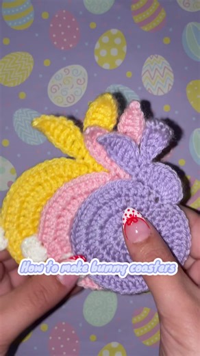 Crochet bunny coaster’s 🐇perfect for Easter 🐣 #fyp #crochet #crochetpattern