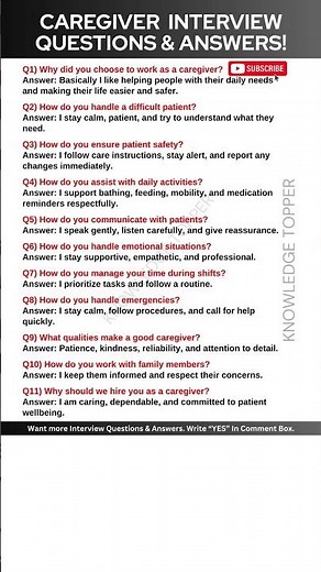Caregiver Interview Questions and Answers