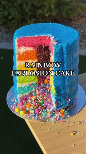 RAINBOW EXPLOSION CAKE!! 🌈 We shipped this famous 6 layer Explosion Cake from @flourshop in NYC straight to our door using @goldbelly! This cake was inspired by pinatas and is guaranteed to be just as fun, with an explosion of colorful sprinkles inside! 🪅 #goldbelly #explosioncake #flourshop #rainbowcake #sprinklecake #arizona #nycfood #scottsdale #phoenixds