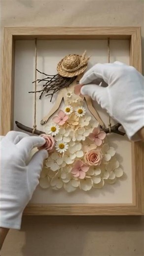 DIY Flower Girl Wall Art | Beautiful Handmade Shadow Box Craft 🌸 Easy Home Decor