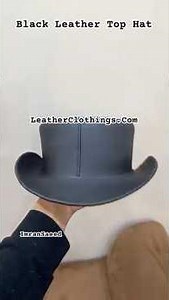 Simple Black Leather Top Hat | Handmade Western Style Hat by Leather Clothings