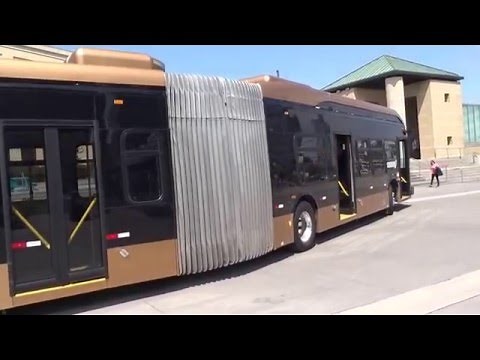 A Tour Of BYD Electric 60' Articulated Bus From California At Mississauga City Hall