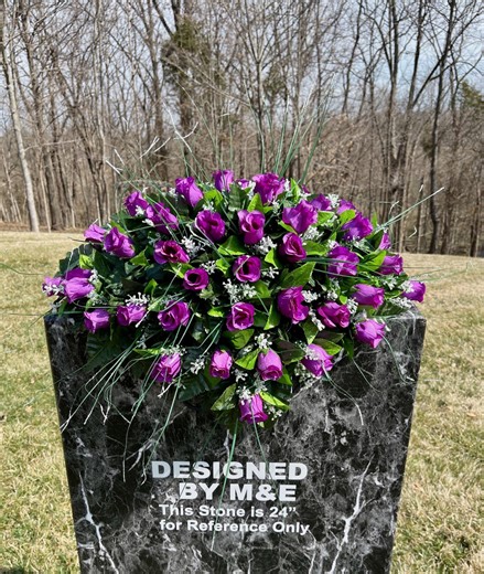 Purple Rose Headstone Saddle: Quality Silk Cemetery Flowers (22-24 Inch) - Etsy