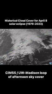 26K views · 135 reactions | Here’s some historical data of sky cover for April 8 from 1979-2023. For those planning to witness the April 8 solar eclipse. Credit NOAA / CIMSS / UW-Madison | Live Storm Chasers | Facebook