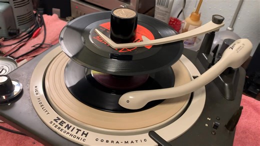 Out of order but I'm trying to shake things up a little bit. See the comments for a couple before photos. This 1961 VM built #Zenith Cobra came in for some general maintenance. Quite dirty, and although generally functioning, some of the parts were getting sticky. Customer said it would drop the record but not index. Running it before cleaning, I didn't find that to be the case so shipping may have jostled that. Anyway, everything cleaned and freshly lubricated. Gave it quite a cosmetic cleaning