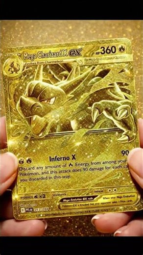 Golden Mega Charizard X EX ✨️ Shiny Pokémon Card, Custom Art #PokemonCards #ShinyPokemon #Charizard