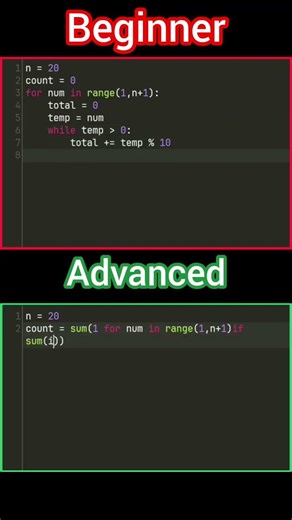 How to Count Numbers with Digit Sum 5 in Python 🔥 beginner vs advanced #programming #coding #python