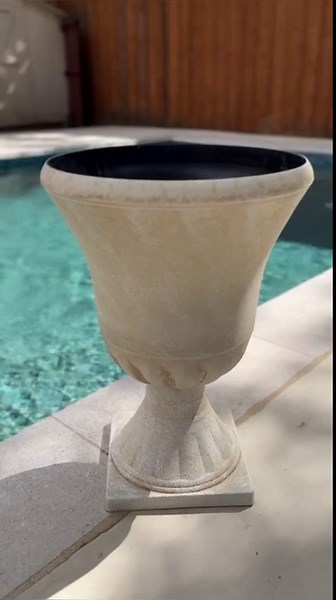 WORTH 22 inch Urn Planter,White Front Door Planters Outdoor Set of 2, Plastic Round Planter, Classic Pedestal Decorative Plant Pots Large Plant Pot Tree Pot