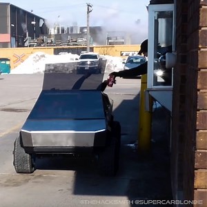 46M views · 491K reactions | Watch this this mini Tesla Cybertruck slay in a tug of war! Its so mini I thought it was controlled with a remote control... but it's not... Check it out guys thanks to The Hacksmith | Supercar Blondie | Facebook