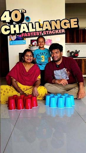 40 Husband and Wife Challenge: Speed Cup Stacking Battle #shorts