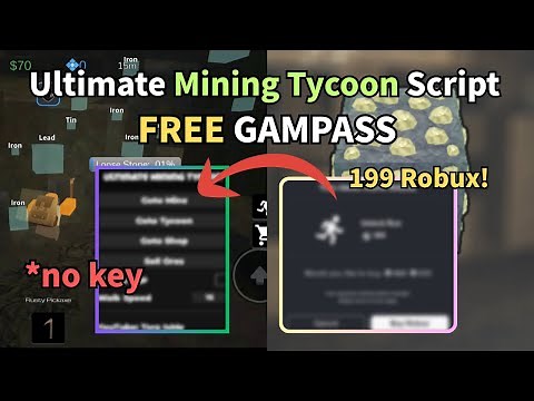 New Ultimate Mining Tycoon Script | NO KEY | Auto Farm , FREE Gamepass🔥| (mobile) (2025 Pastebin)