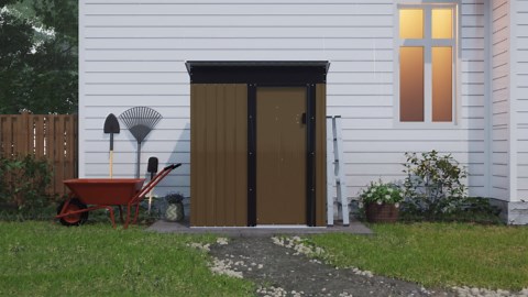Outdoor Storage Shed 5x3 FT, Metal Storage Shed, Garden Shed with Sloping Roof and Door, Small Shed for Backyard Garden Patio Lawn Storage of Bikes, Grills, Supplies, Tools, Toys