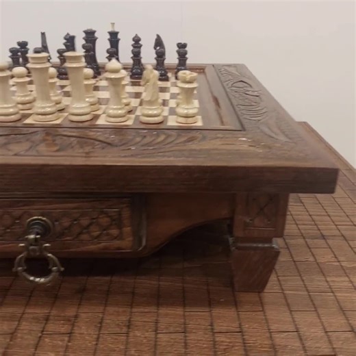 Handmade Wooden Chess Set With Storage Drawers: Armenian Design - Etsy UK