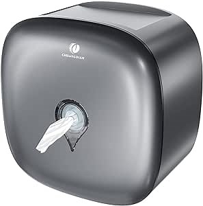 Center-Pull Bath Tissue Dispenser, Commercial Coreless Roll Towel Dispenser, 9.8 inches x 5.9 inches x 9.8 inches, CHUANGDIAN, Dark Grey