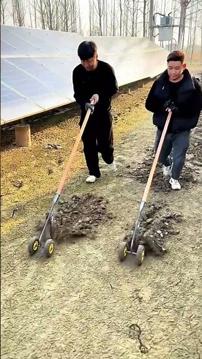 The Easiest Way to Dig Furrows? Manual Wheeled Garden Plow in Action!