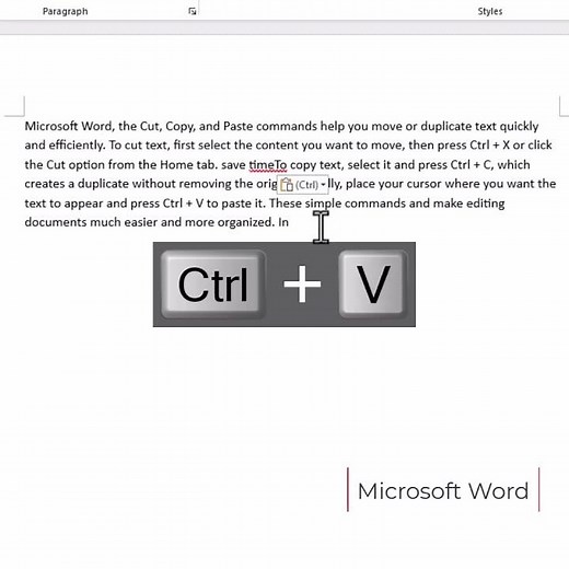 Microsoft Word Text Movement with Cut, Copy & Paste