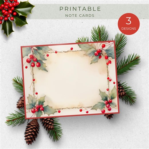 Blank Note Cards, Vintage Christmas Cards, Printable Card, Last Minute Card, Holiday Season Decor, Christmas Greetings - Etsy UK