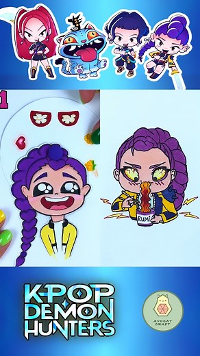 Rumi is definitely in love, but the spicy ramen challenge is giving her competition! This Huntrix papercraft DIY is so cool. Which Kpop Demon Hunter is your favorite? #avocatcraft #papercraft #huntrix #diyhacks | Avocat Craft | Facebook
