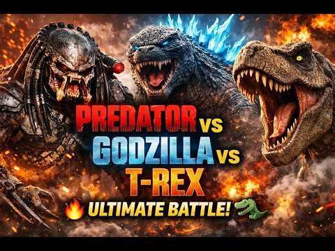PREDATOR vs GODZILLA vs T-REX 🦖 Ultimate Monster Battle (Full Movie)