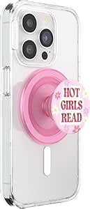 PopSockets Phone Grip for MagSafe with Kickstand, Magnetic Stand, Swappable Top, Secure Hold for iPhone MagSafe Cases, Phone & Tablet Grip, Halloween PopSocket - Hot Girls Read Pink
