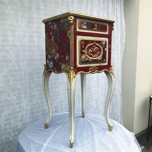 FRENCH Nightstand Vintage Bedside Table, Hand Decorated Cabinet, Rococo Side Table, Floral Furniture, Unique Storage Cabinet - Etsy