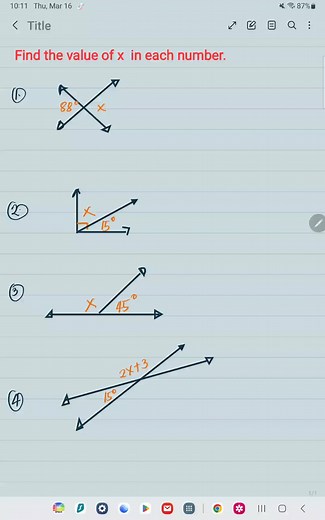 Application of Different Angke Pairs// Vertical Angles, Complementary Angles, Supplementary Angles, and Linear Pair. #angle #anglepairs #verticalangles #math #learningmathematics #matheasysolutions #mathtutorials #mathteachersoftiktok #mathteachersoftiktok #matheasy #matheasy #fyp #fypシ #foryou #foryourpage #foryoupage #geometry #angles