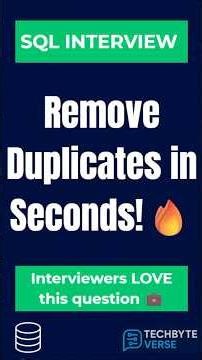 Remove Duplicates in SQL | SQL Interview Question 🔥