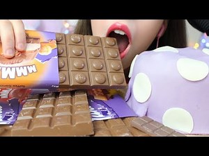 ASMR Maxi Milka CHOCOLATE BARS Eating + Cake (CRUNCHY & CHEWY Eating Sounds) MUKBANG 먹방
