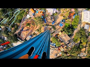 [4K] Face-Down Drop Ride | Falcon's Fury | Busch Gardens Theme Park 2022
