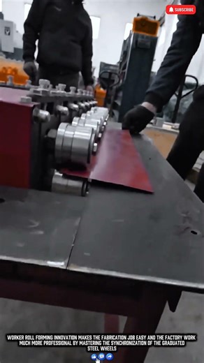Worker shaping metal sheet profiles with a roll forming machine for symmetrical results
