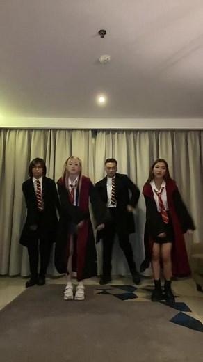Coordinated Dance Routine in Harry Potter Costumes