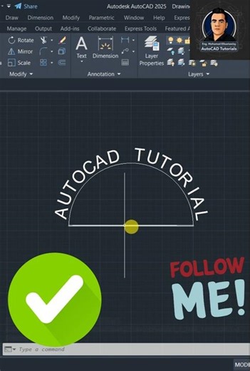 Curved Text in AutoCAD 🔥الكتابة المقوسة في الأوتوكاد 🔥🔥#autocad #architecture #autocaddrawing #cad